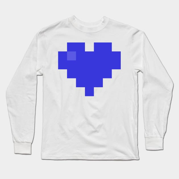 Simple Indigo Pixel Heart Long Sleeve T-Shirt by gkillerb